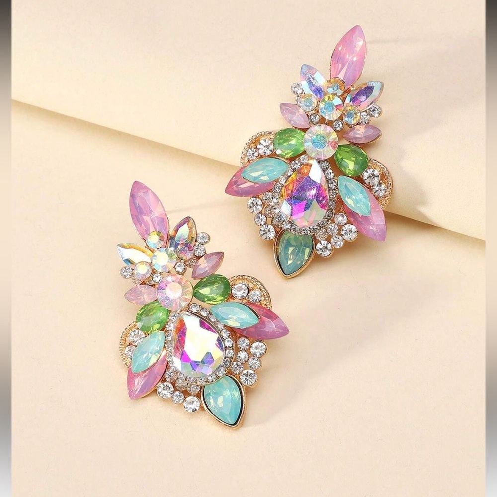 Chandelier Multicolor Statement Earrings - Picture 5 of 6